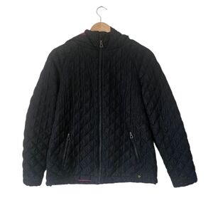 Kangol Girls Quilted Hooded Jacket, Black Size 12